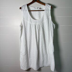 Jasmine Rose Intimates Sleeveless Pique Terry Dress Cover Up 3X White